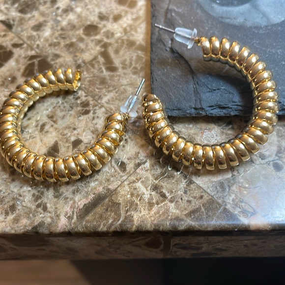 Spiral Gold Hoops - Picture 12 of 12